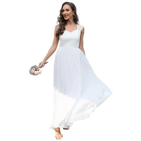 Dresstells Abito Elegante Con Pizzo Floreale Bianco Xl - Foto 1