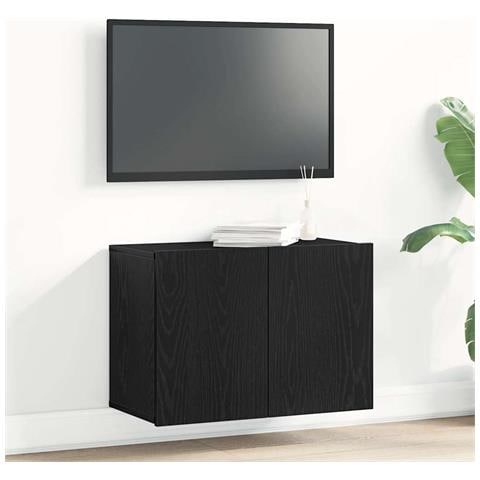 Mobile TV Rovere Nero 60x30x41 cm in Legno Massello - Foto 2