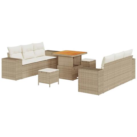 Set Divano da Giardino 9 pcs beige e panna 80 x 80 x 71 cm - Foto 1