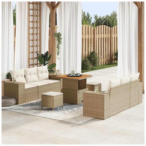 Set Divano da Giardino 9 pcs beige e panna 80 x 80 x 71 cm - Foto 2