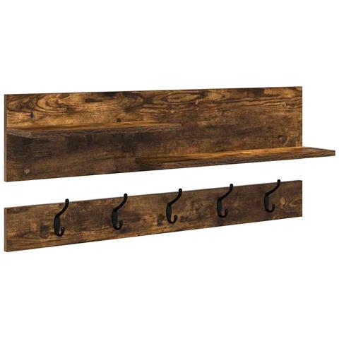 Appendiabiti a muro con lo scaffale Rovere fumo 90 x 15 x 36 cm - Foto 1