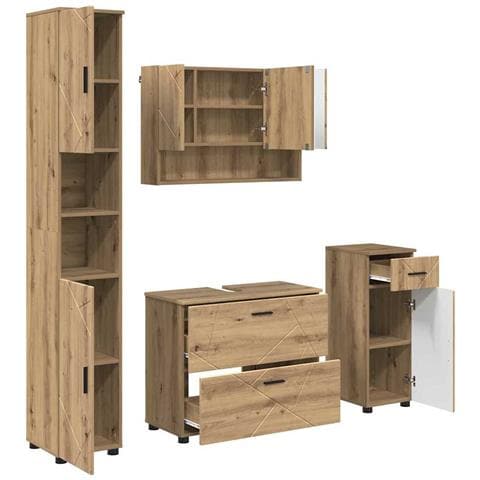 Set di mobili per il bagno con porta 4 pcs rovere artigianale - Foto 1
