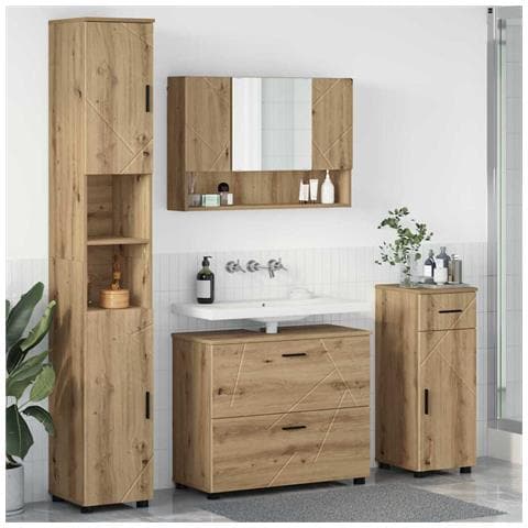 Set di mobili per il bagno con porta 4 pcs rovere artigianale - Foto 2