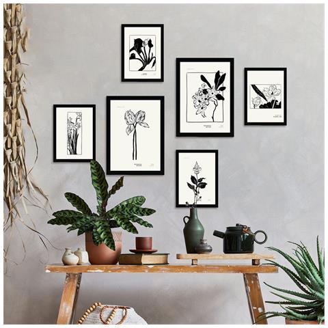 Set Di 6 Stampe Stampe Artistiche In Stile Schizzo Di Iris Con Inchiostro Nero Per L'interior Design A3 & A4 Senza Cornice - Foto 5