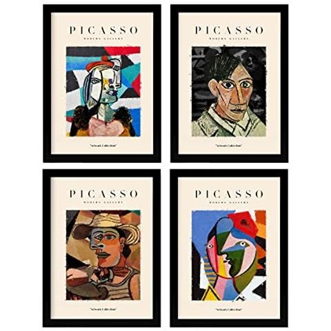 Set Di 4 Stampe Illustrazioni Di Picasso Collezione Di Identificazione Illustrazioni Colorate In Galleria D'arte Senza Cornice A4 - Foto 1
