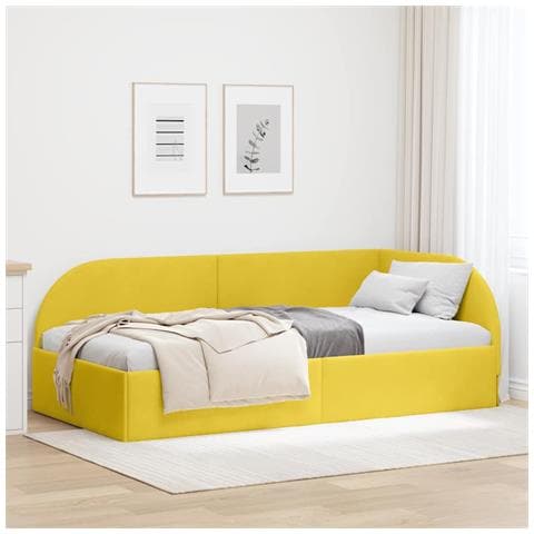 Cornice del letto ad angolo Giallo 80 cm x 200 cm Tessuto - Foto 2