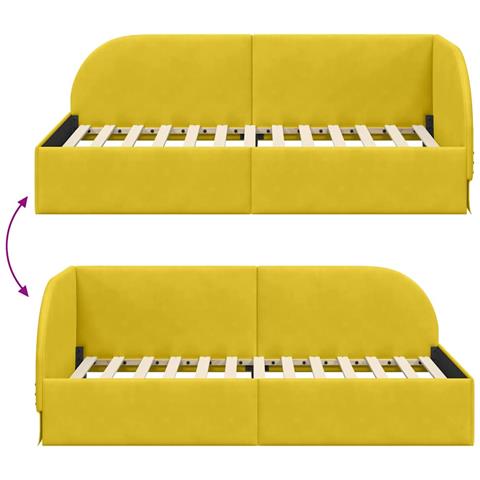 Cornice del letto ad angolo Giallo 80 cm x 200 cm Tessuto - Foto 9