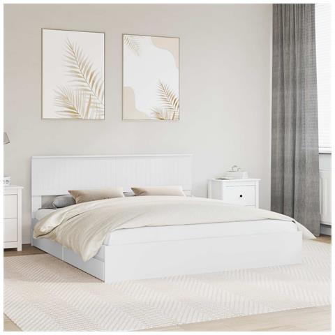 Letto con Contenitore Bianco 180 x 200 cm Legno multistrato - Foto 2