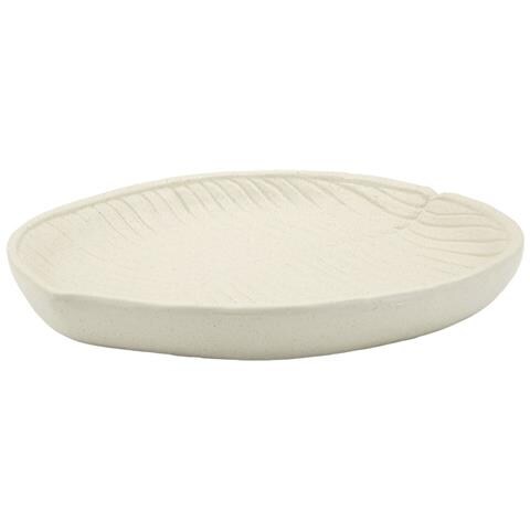 Vassoio Stons In Resina Crema Con Incisione A Foglia 33x29 Cm - Foto 1