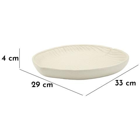 Vassoio Stons In Resina Crema Con Incisione A Foglia 33x29 Cm - Foto 8