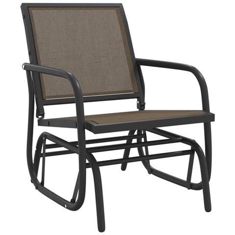 Sedia a Dondolo Giardino Marrone 61x76x87cm Textilene e Acciaio - Foto 1
