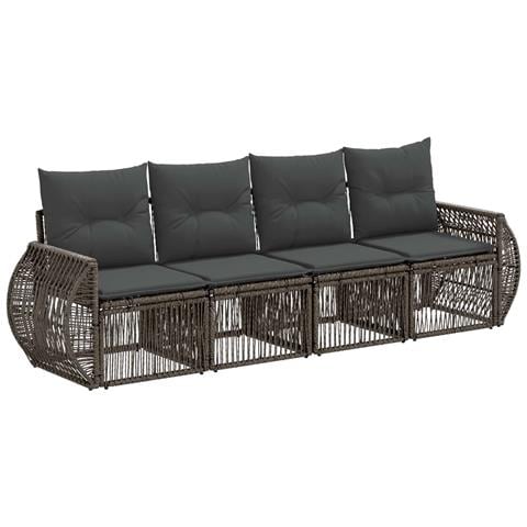 Set Divano da Giardino 4 pcs Grigio e Grigio Scuro polyrattan - Foto 1