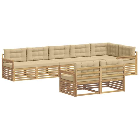 Set di divani da esterno 8 pcs Bianco e Beige Poliestere - Foto 1