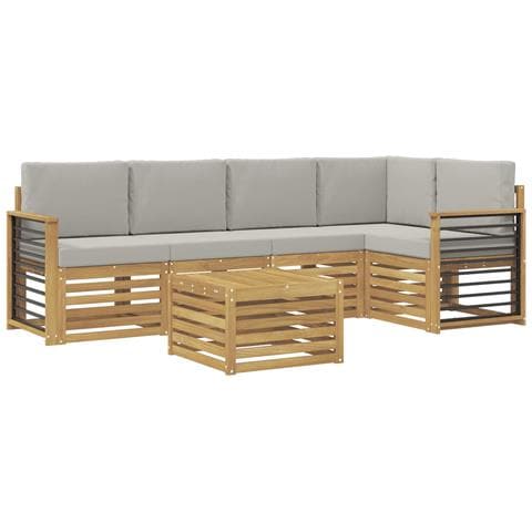 Set di divani da esterno 6 pcs Bianco e Grigio Chiaro - Foto 1