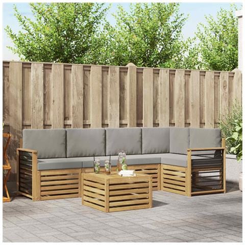 Set di divani da esterno 6 pcs Bianco e Grigio Chiaro - Foto 2