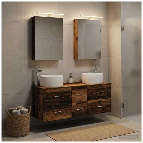 Set di mobili per il bagno 5 pcs Legno antico - Foto 2