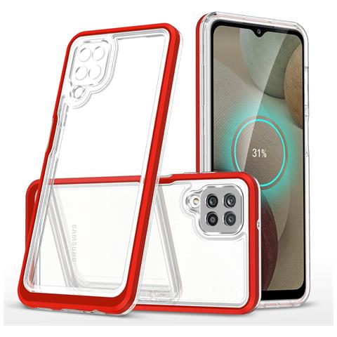 Custodia Trasparente 3in1 Per Samsung Galaxy A22 4g, Cover In Gel Rossa - Foto 1