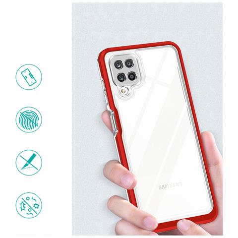 Custodia Trasparente 3in1 Per Samsung Galaxy A22 4g, Cover In Gel Rossa - Foto 2