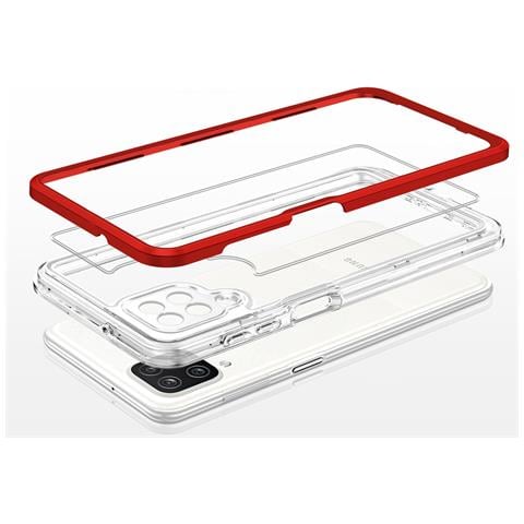 Custodia Trasparente 3in1 Per Samsung Galaxy A22 4g, Cover In Gel Rossa - Foto 5