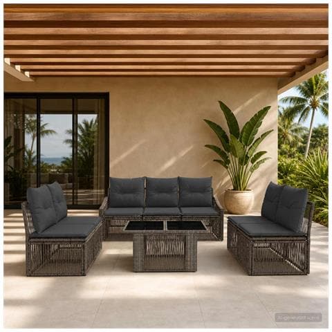 Set Divano da Giardino 8 pz Grigio e Grigio Scuro polyrattan - Foto 2