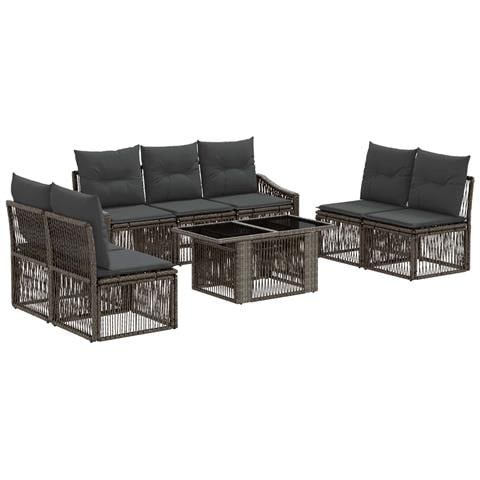 Set Divano da Giardino 8 pz Grigio e Grigio Scuro polyrattan - Foto 1