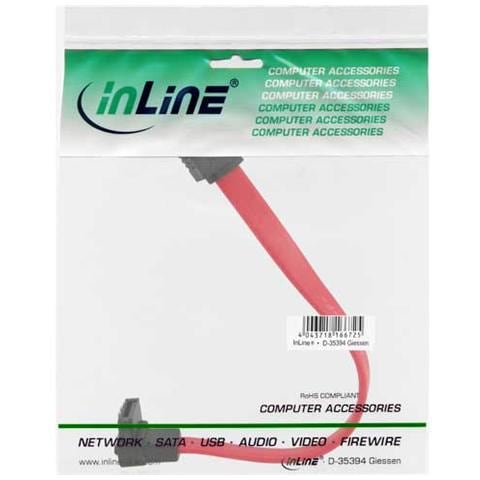 cavo sata 7pin l-form a sata 7pin l-form, max 1,5gbs, piatto, chiusura a scatto, connettore a 90 gradi, rosso, 0,15m - Foto 2