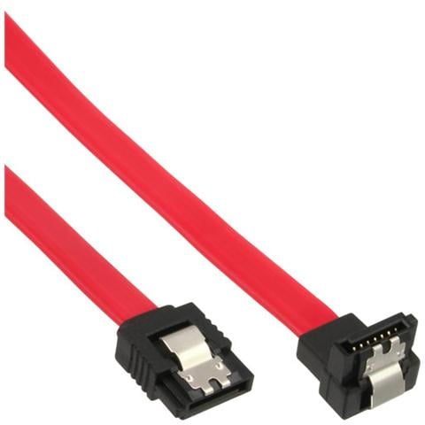 cavo sata 7pin l-form a sata 7pin l-form, max 1,5gbs, piatto, chiusura a scatto, connettore a 90 gradi, rosso, 0,15m - Foto 1
