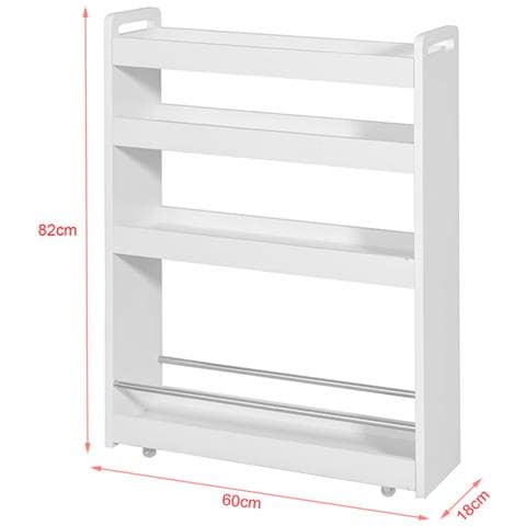 Carrellino Salvaspazio Cucina O Bagno, Con 4 Ripiani E Route, Larghezza 18cm, nsr01-w - Foto 2