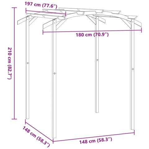 Pergola da Giardino Legno di Pino Impregnato 180x197x210 cm - Foto 2