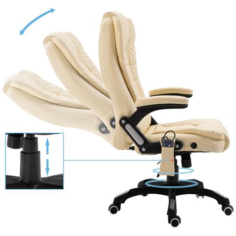 Sedia da Ufficio Massaggiante Crema in Similpelle - Foto 2