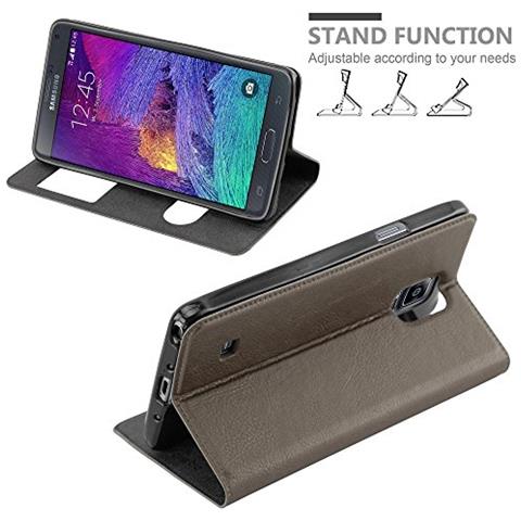 Cadorabo Custodia Compatibile Con Samsung Galaxy Note 4 In Bruno Pietra - Coperchio Protettivo Con Chiusura Magnetica, Funzione Stand E 2 Finestre Di Visualizzazione - Foto 2