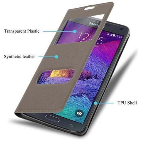 Cadorabo Custodia Compatibile Con Samsung Galaxy Note 4 In Bruno Pietra - Coperchio Protettivo Con Chiusura Magnetica, Funzione Stand E 2 Finestre Di Visualizzazione - Foto 9