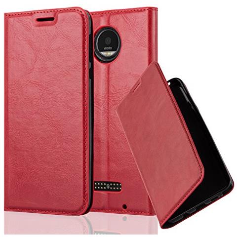 Cadorabo Custodia Compatibile Con Motorola  Moto Z Play In Rosso Mela - Coperchio Protettiva Con Chiusura Magnetica, Funzione Stand E Tasca Per Le Carte - Foto 1