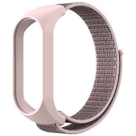 Cinturino Nylon Con Cassa Silicone Watch Band Per Xiaomi Mi Band 5 - 6 - 7 Rosa - Foto 1