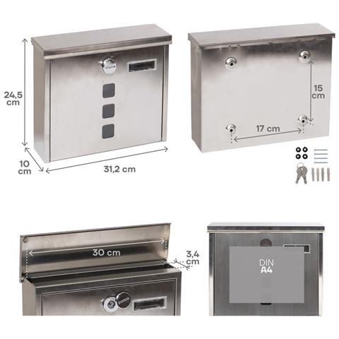 Chance E7107 Cassetta Postale In Acciaio Inossidabile, Formato M, Cassetta Della Posta Con Serratura Coperta E Portanome, Facile De Montare - Foto 2
