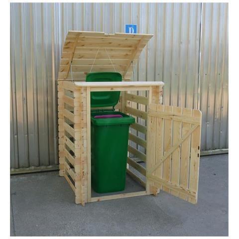 Cassetta Immondizia In Legno Per 1 Bidone, Legno Massello Timbela M606 - Foto 3