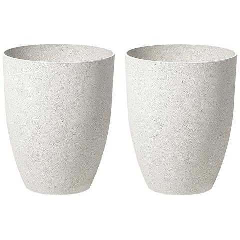 Set Di 2 Vasi Bianco Crema 35 X 35 X 42 Cm Croton - Foto 2