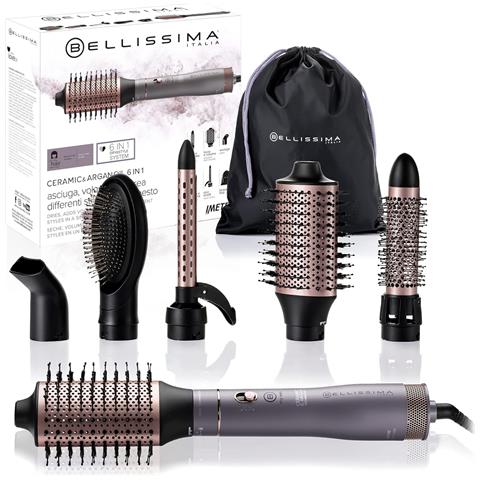 Bellissima Ceramic E Argan Oil 6 In 1 Spazzola Ad Aria Calda 6 Accessori Ioni In Ceramica E Olio Di Argan 1000 W - Foto 1
