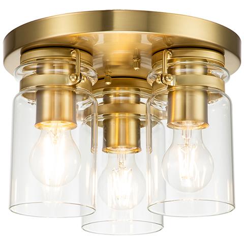 Plafoniera Contemporanea Brinley Acciaio Ottone Spazzolato 3 Luci E27 - Foto 1