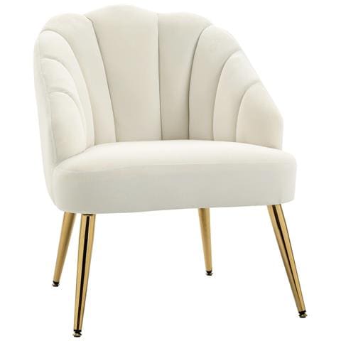 Poltrona In Velluto Imbottita Con Schienale A Conchiglia Per Camera E Salotto, 63x65x84cm - Foto 1