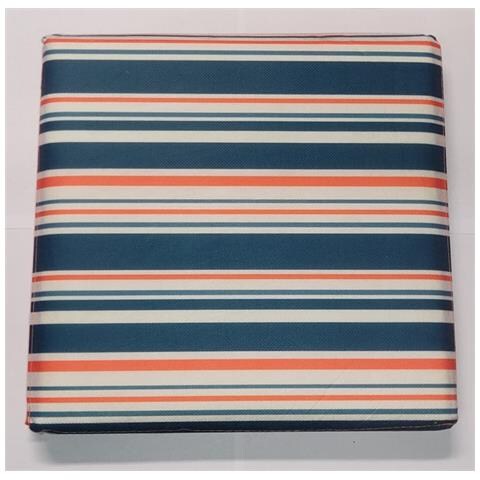 Pouf Cubico Con Coperchio ""living"" Per Organizzazione Casa 30x30x30cm - Colore Arancione - Coperchio Bianco A Righe - Foto 1