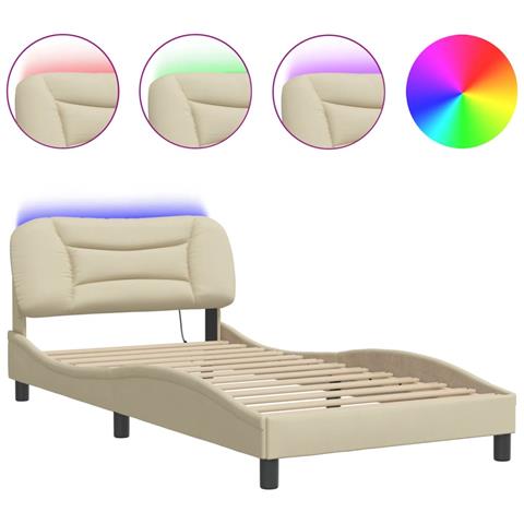 Giroletto con LED senza Materasso Crema 100x200 cm in Tessuto - Foto 1