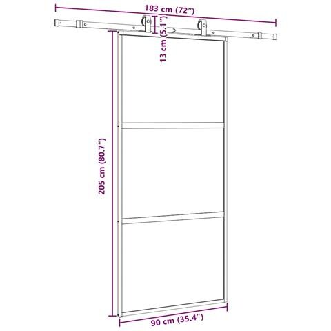 Porta Scorrevole Set Ferramenta Nera 90x205 cm Vetro Temperato - Foto 2