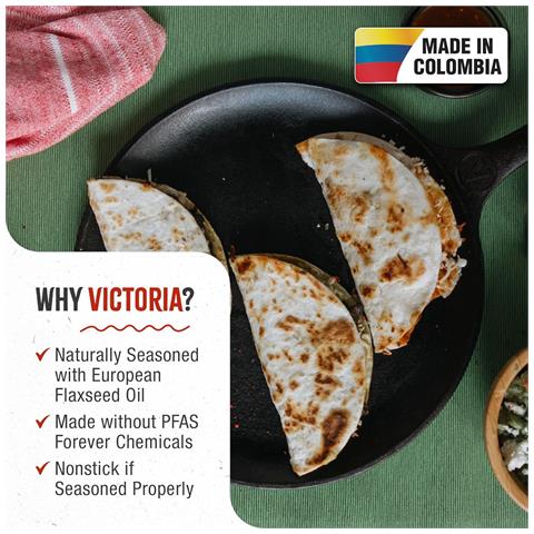 Victoria 32999 Piastra Per Grigliare Ghisa Induzione Comal Per Pizza 26cm, Fuoco Barbecue Forno  Nero - Foto 2