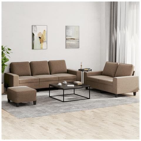 Set Di Divani 3 Pz Marrone In Tessuto - Foto 1