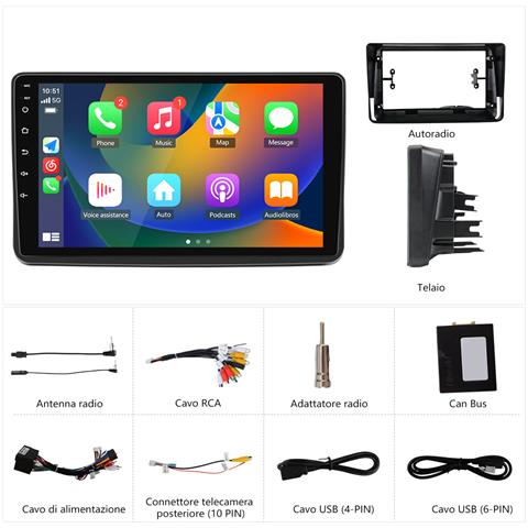 9 Pollici Autoradio Per Fiat Panda 169 (2003-2012) 3 Serie Android 13 Car Radio (2+64gb) Con Carplay Android Auto Gps Bt Comandi Al Volante Fm Rds - Foto 8