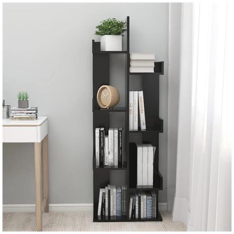 Lusso Casadino - Libreria Nera 48x25,5x140 Cm In Legno Multistrato - Foto 2