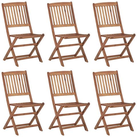 Lusso Casadino -  Sedie Da Giardino Pieghevoli 6 Pz In Legno Massello Di Acacia - Foto 2