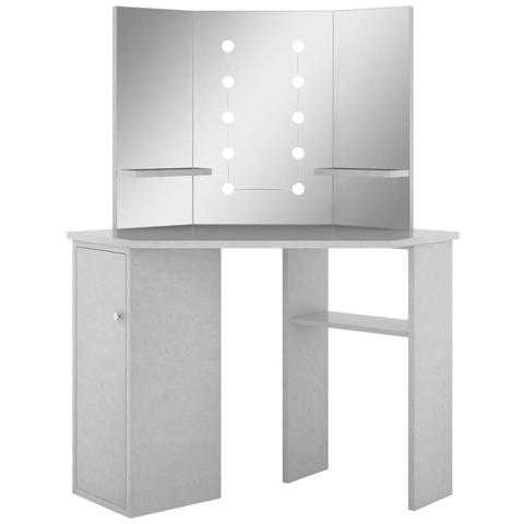 Lusso Casadino -  Tavolino Da Trucco Angolare Led Grigio Cemento 111x54x141,5 Cm - Foto 1