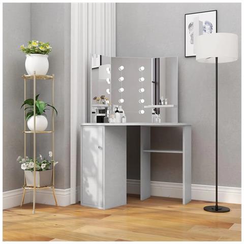 Lusso Casadino -  Tavolino Da Trucco Angolare Led Grigio Cemento 111x54x141,5 Cm - Foto 8